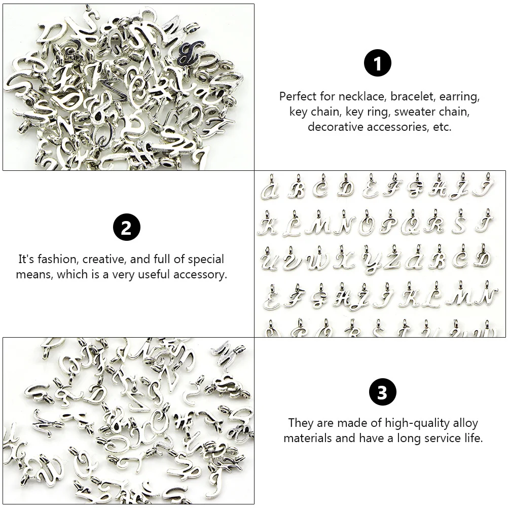 

156Pcs Alphabet Letter Charms Alloy Pendants DIY Jewelry Accessories Necklace Bracelet Craft Supplies Alloy Alphabet Charms