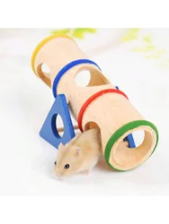 1pc-Pet toy hamster seesaw wooden squirrel seesaw bucket toy