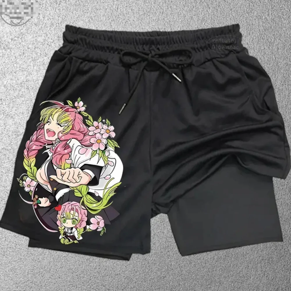 

Мужские шорты с аниме-принтом Demon Slayer, универсальные повседневные шорты для спорта и фитнеса, мужские и женские спортивные шорты