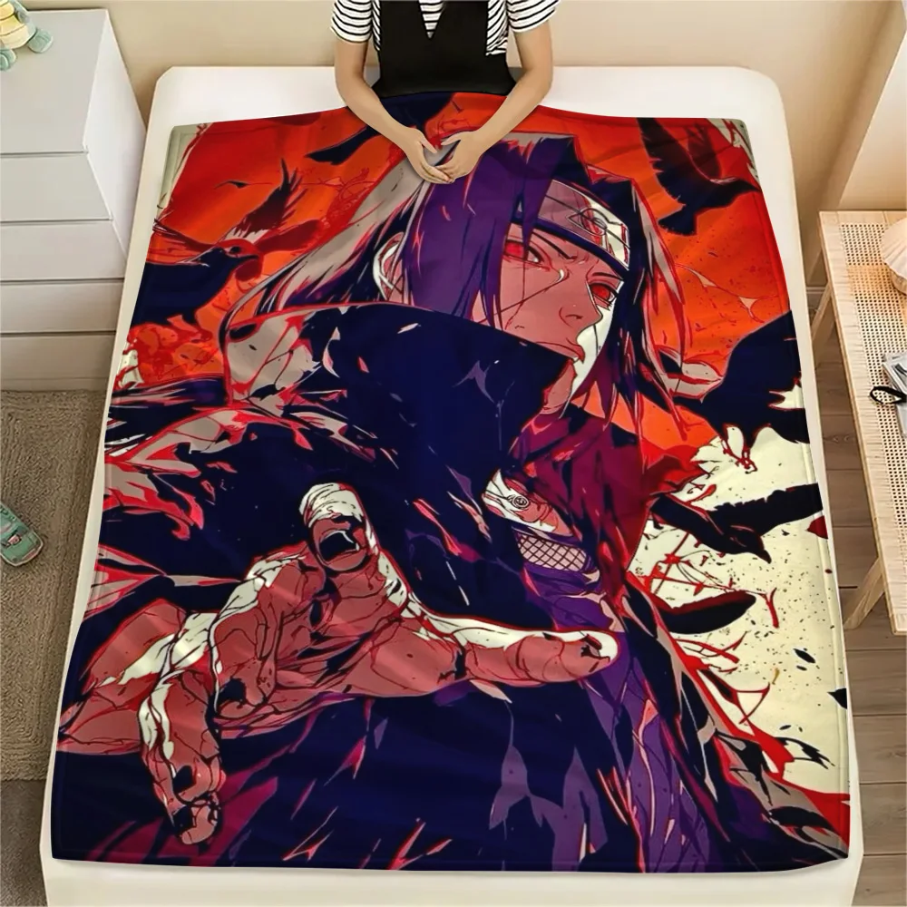 Itachi Uchiha Camping Picnic Essential Flannel Blanket, Warm Printed Cover for Bedroom, Sofa and Daily Rest Time.-TING