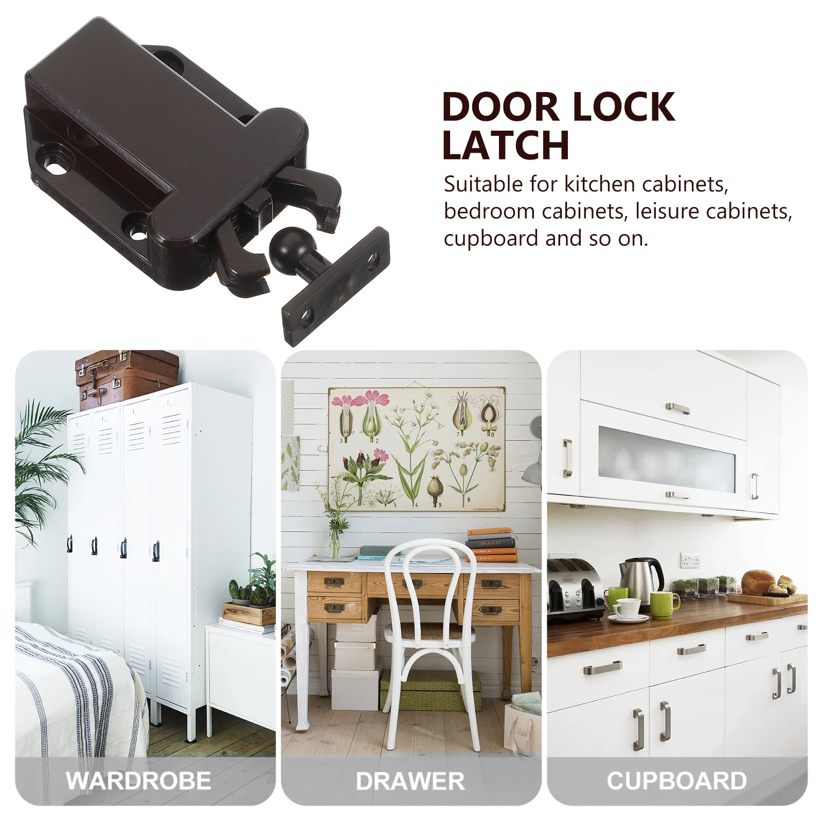 Pestillos de armario de 5 uds., cerraduras de puerta de rebote, pestillo autoblocante oculto para cocina, dormitorio, armarios duraderos