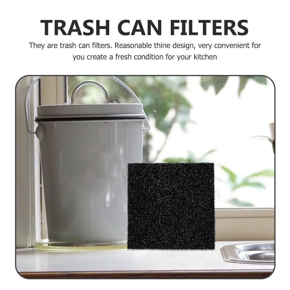 6Pcs High Absorption Charcoal Filter Sponges Trash Can Odor Remover Deodorizer Pad for Kitchen Garbage Bin Compost Filter