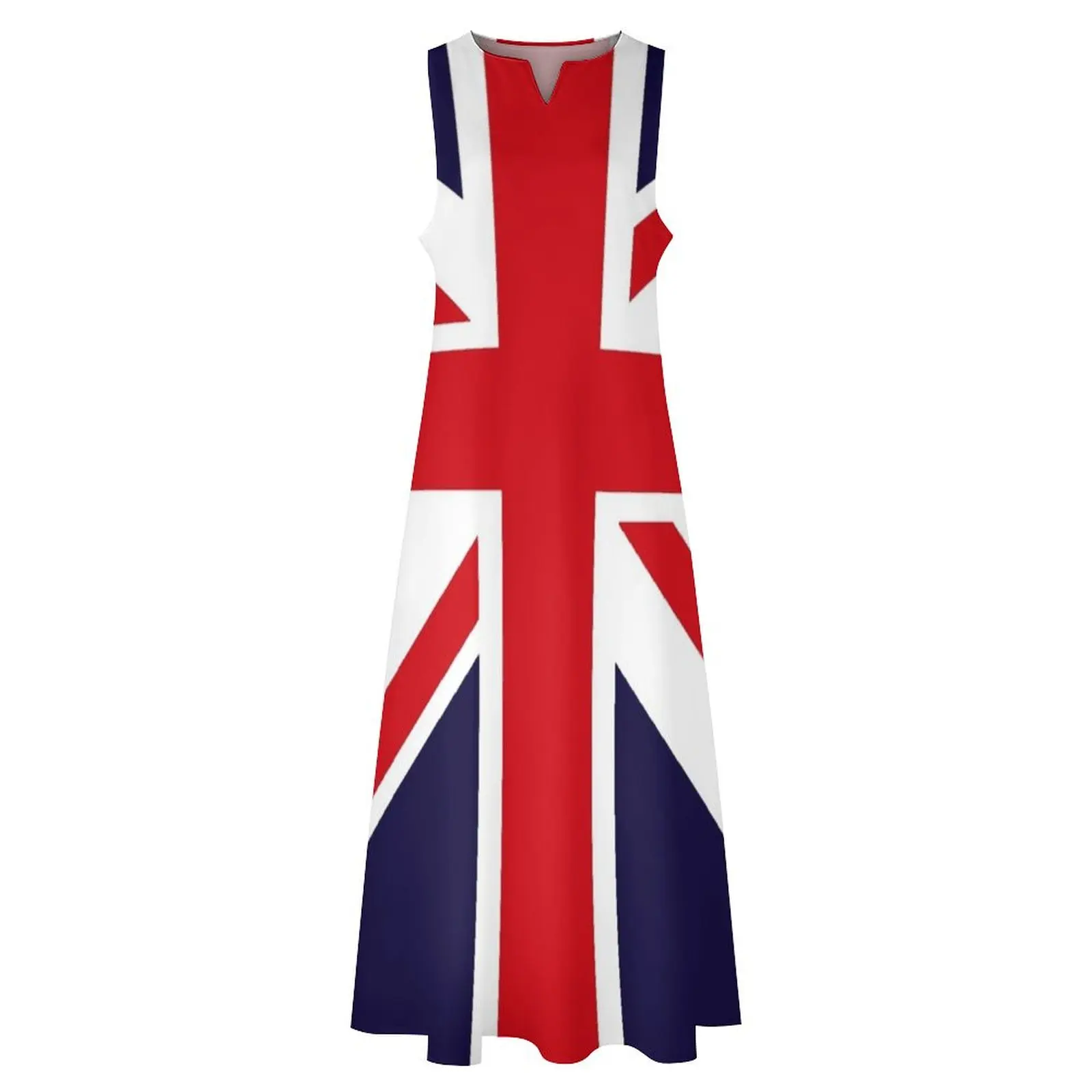 Rose Union Jack Grã-Bretanha Punk Camiseta Vestido Longo Beachwear Vestido Longo vestido feminino