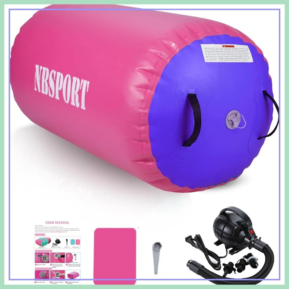 

Gymnastics Air Barrel for Back Handspring Trainer, Inflatable Tumble Mat with Pump for Home Gym Yoga Cheerleading