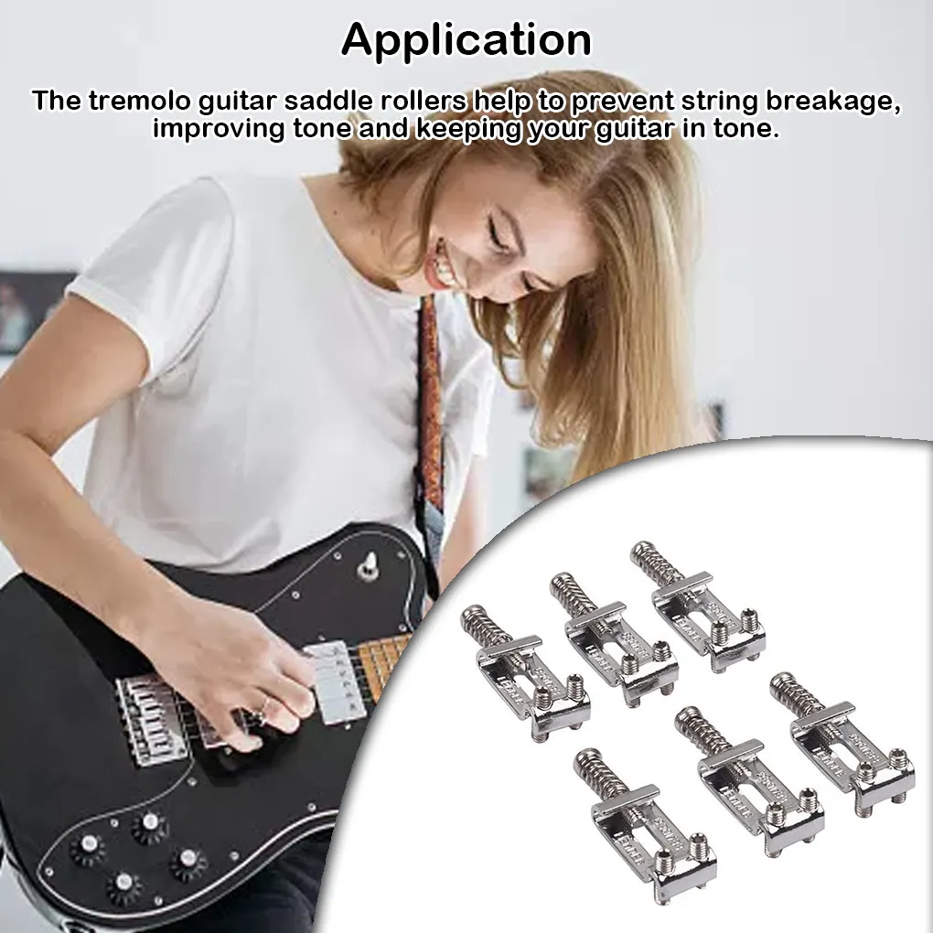 6 Pieces Electric Guitars Tremolo Bridge Saddle System Replacement Part String Instrument Repairing Accessory for Concert