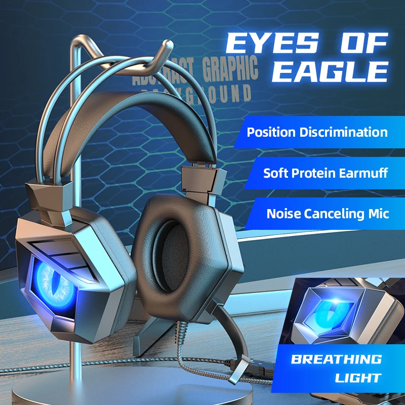 

Профессиональные проводные игровые наушники с микрофоном, светодиодная подсветка для компьютера, PS4, PS5, Xbox, бас, стерео, игровая гарнитура для ПК, подарки