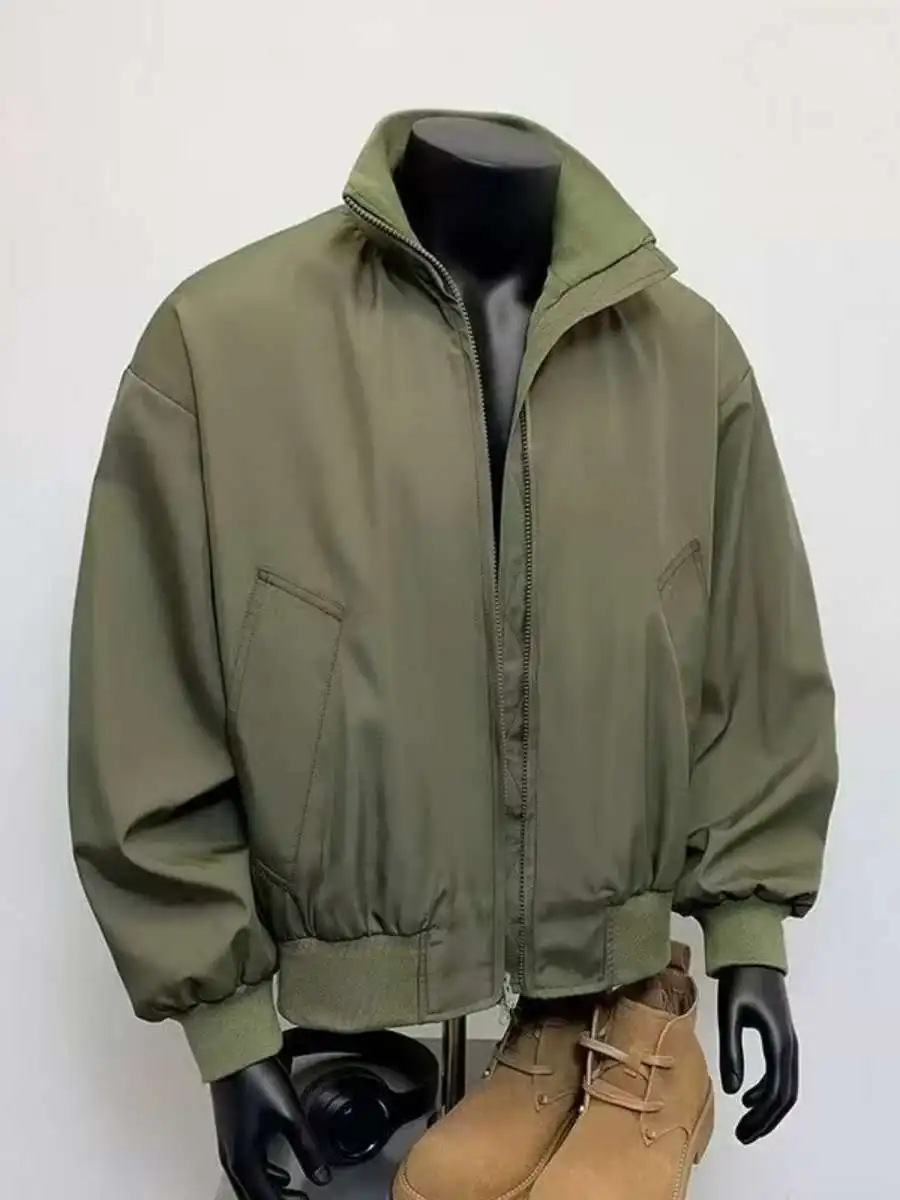 

Молодежная американская модная куртка в стиле ретро, свободного кроя, с воротником-стойкой, из хлопка, для подростков