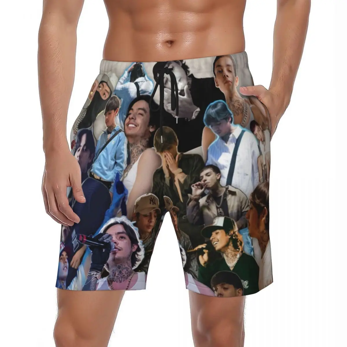 

Man Board Shorts N-Natanael Canos Casual Beach Trunks Music Rapper Photo Breathable Sports Quality Plus Size Board Short Pants