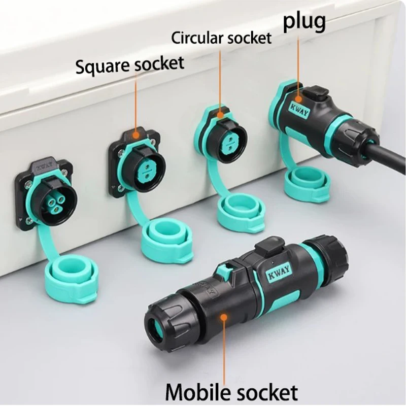 KWAY-K20 Plug Socket.1 PCS 2.3.4.5.7.9.12 Pins Aviation Grade IP68 Outdoor Waterproof Connector, Outdoor Power Connector