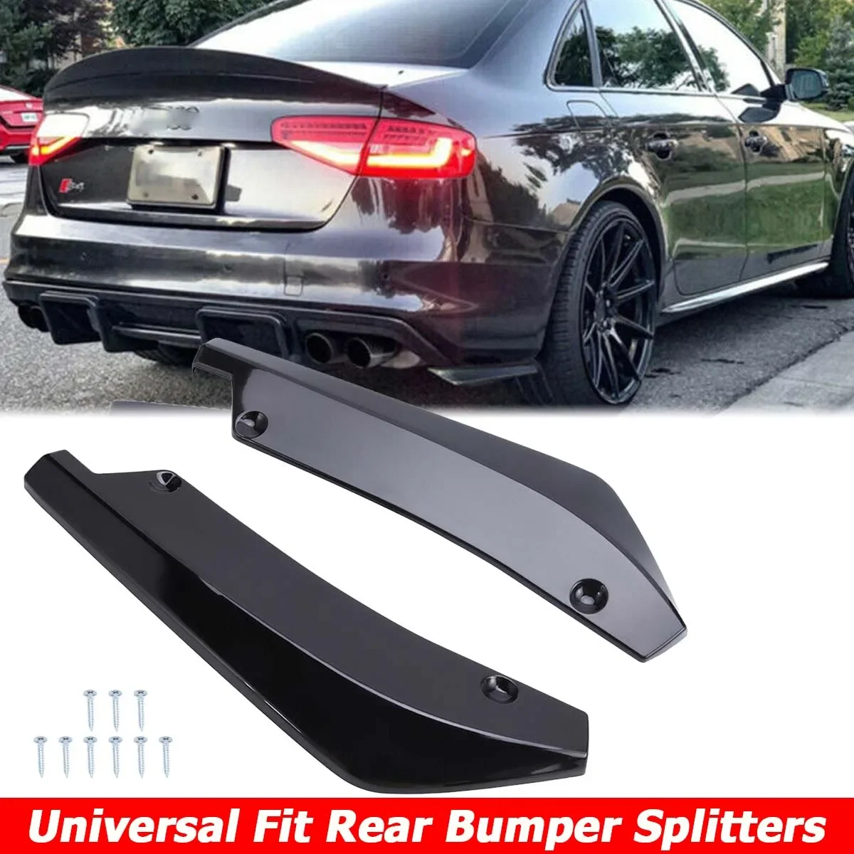 Rear Bumper Diffuser Splitter Canard Cover Sticker Body Kit For For AUDI A3 A4 S3 S4 RS3 RS4 A5 A6 A7 2004-2022 Car Accessories