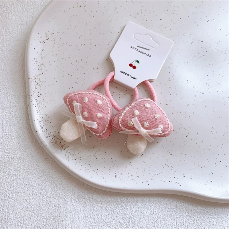 الكرتون الفطر مقاطع الشعر للفتيات الوردي دبابيس الشعر الطفل الجانب كليب لطيف دمية إكسسوارات الشعر الاطفال الشعر التعادل فتاة ذيل حصان حامل #4