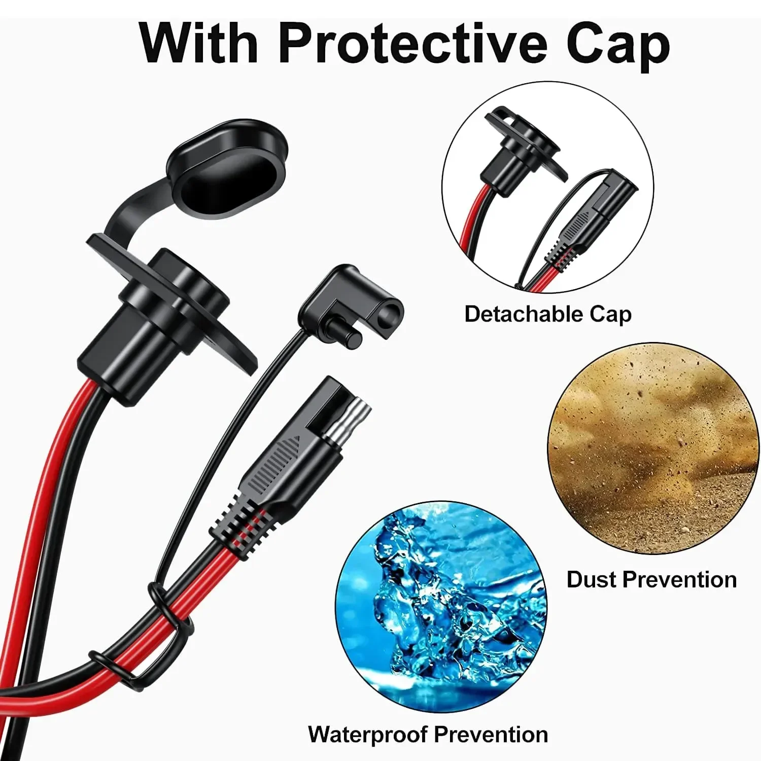 SAE موصل سريع تسخير SAE محول ذكر التوصيل إلى أنثى المقبس كابل 1FT 12AWG SAE تمديد الحبل