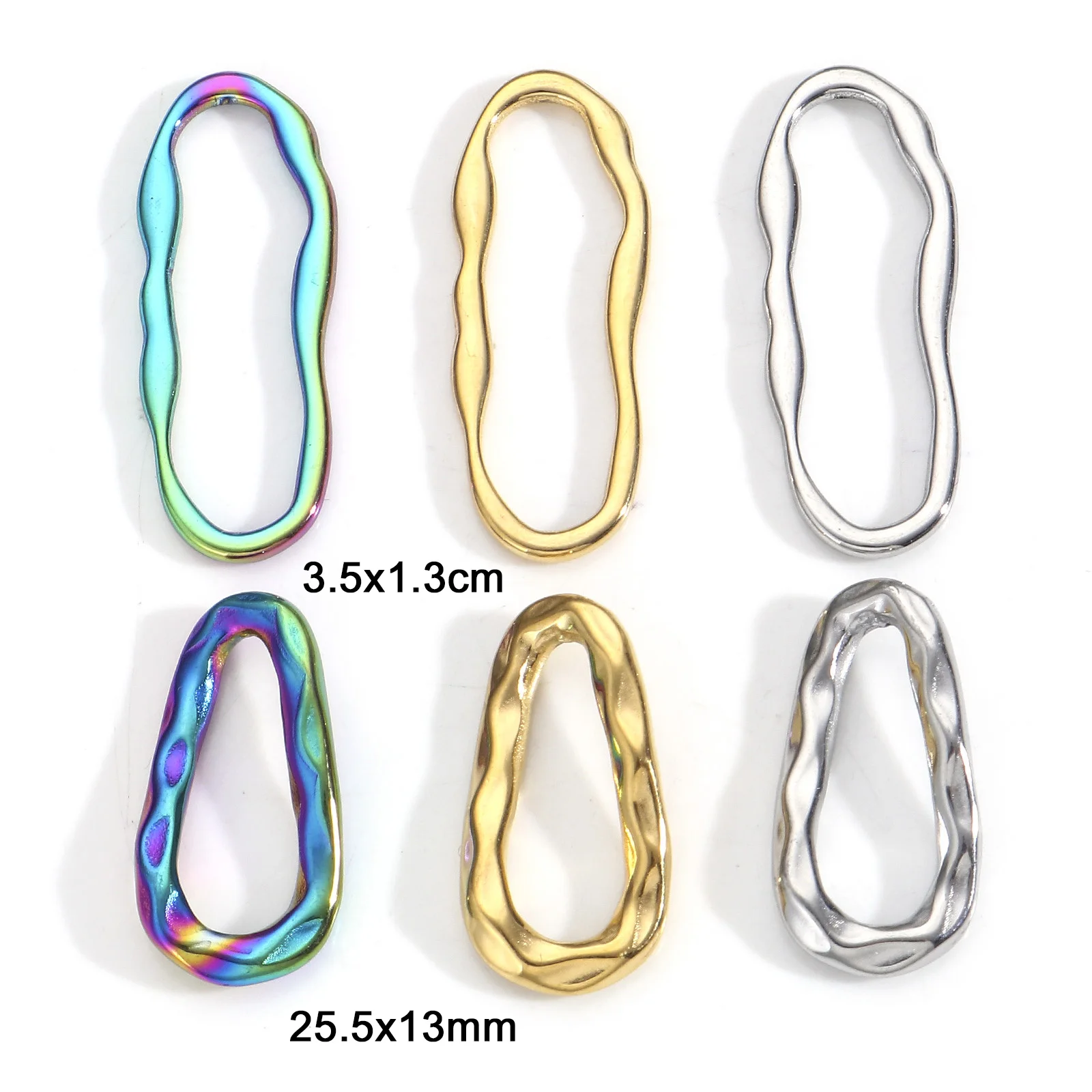 3pcs 304 Stainless Steel Connectors Geometric Irregular Oval Multicolor Charms DIY Necklace Bracelet For Women Jewelry Findings