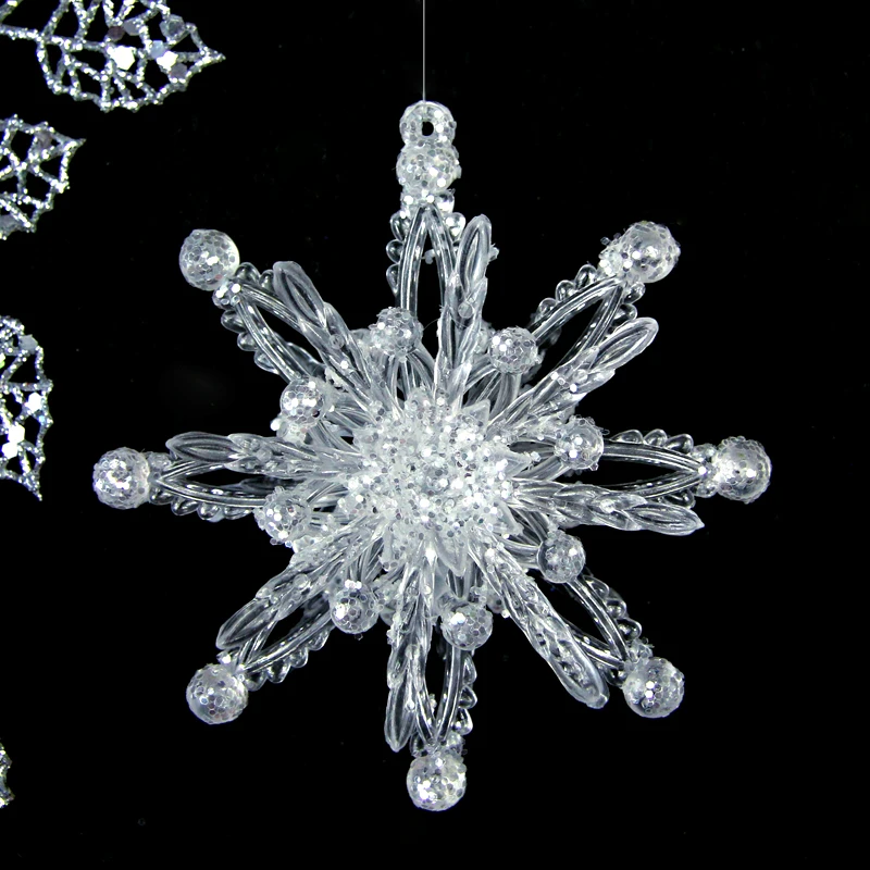 Christmas tree hanging display window decoration 11CM acrylic three-dimensional snowflake 1 piece