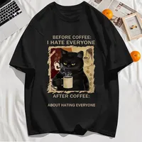 2025 Before Coffee I Have Everyone Printing Retro Basics Tee Men Cotton Hip Hop T-Shirts Trendy Sport T Shirt Unisex Loose Top