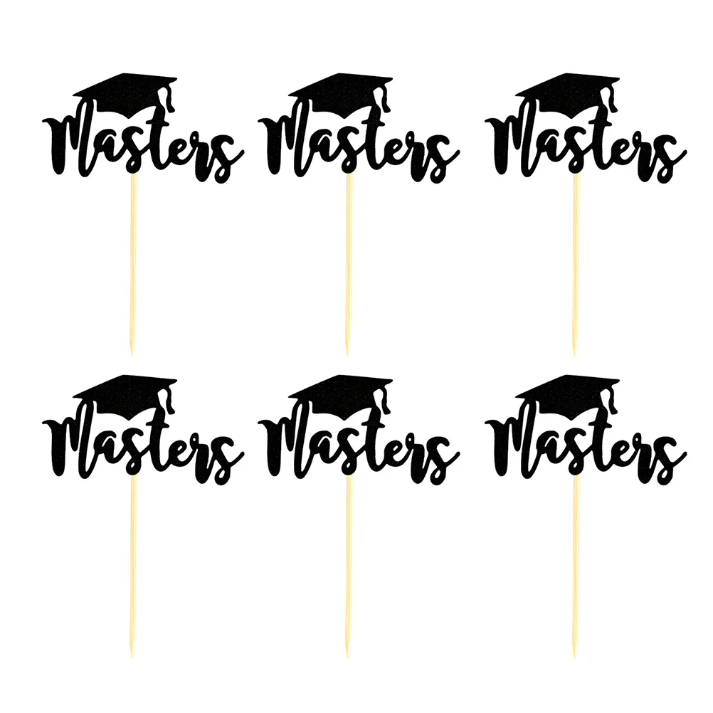 12pcs Masters Doctoral Hat Shaped Cake Toppers Paper Cake Picks Cupcake Decor Party Supplies for Graduation Day