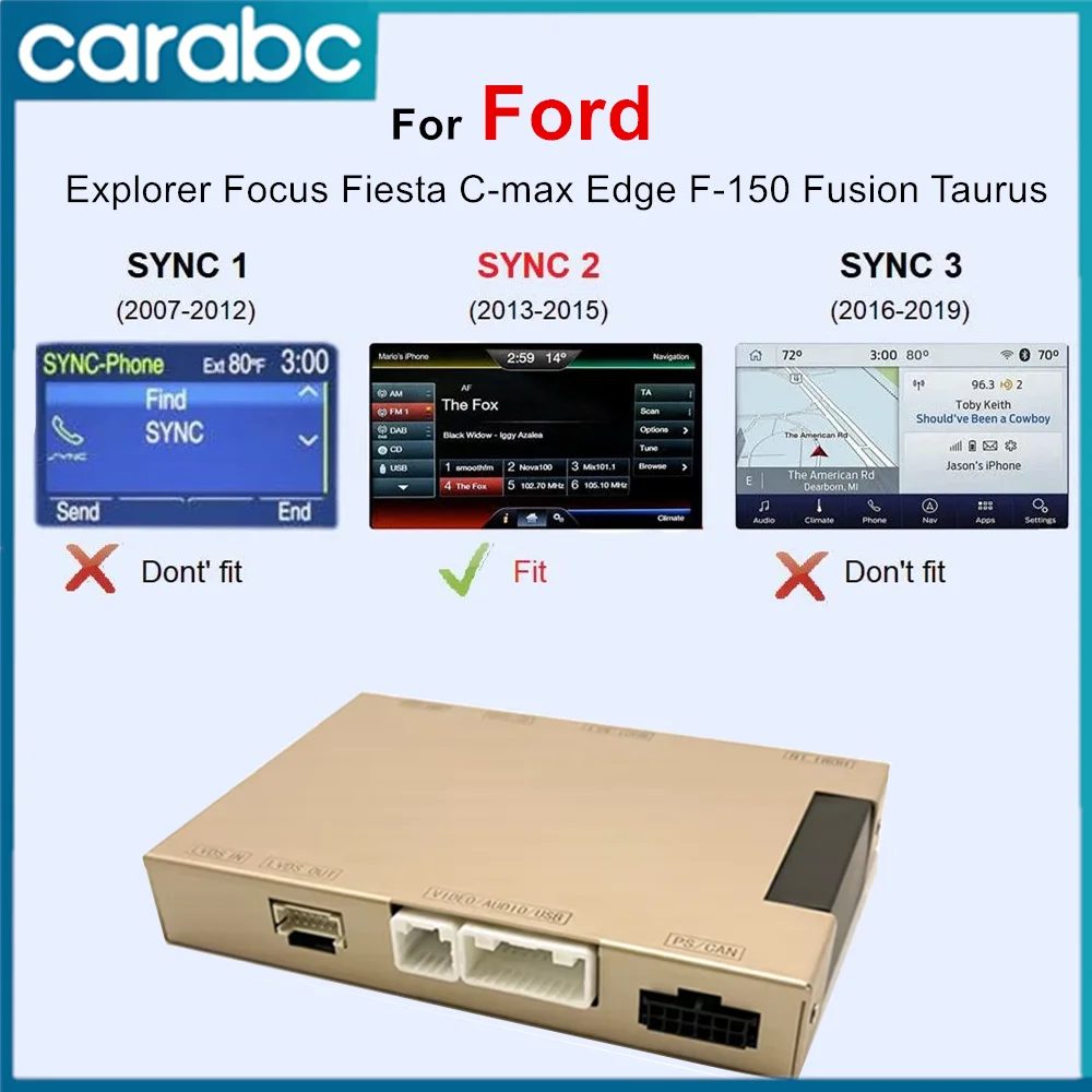 CARABC Wireless CarPlay Android Auto Navigation GPS For Ford Explorer Focus Fiesta C-max Edge F-150 Fusion Taurus