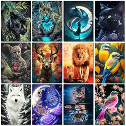 5D DIY Diamond Painting Animal Tiger Lion Wolf Embroidery Full Diamond  Mosaic Cartoon Cross Stitch Set Art Home Decoration Gift