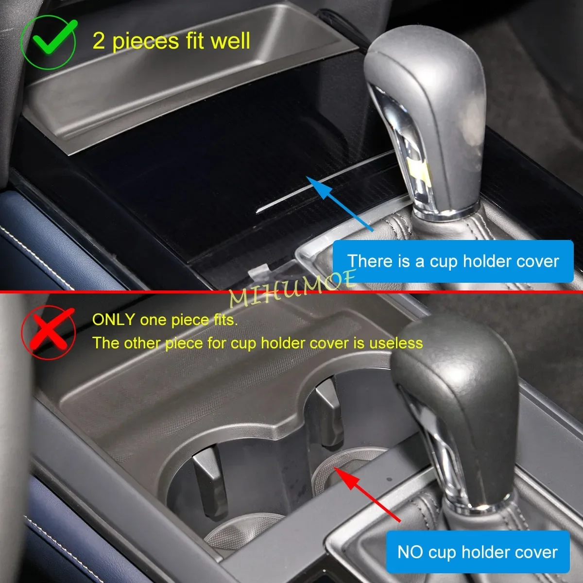 Car Steel Gear Shift Panel & Cup Holder Frame Cover Trim For Mazda CX30 CX-30 DM 2020 2021 2022 2023 2024