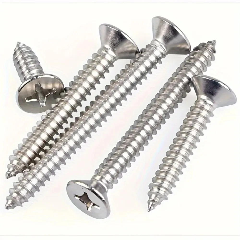 100/200 Piece M4 Stainless Steel Self-Tapping Screw Set, Wood Locking Screws, Suitable for Locking Wood and Metal