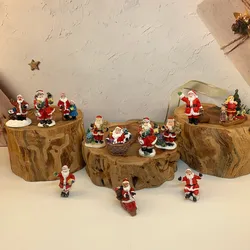 Mini Resin Santa Claus Figurines, Christmas Miniature Scene Decor, Xmas Home Tabletop Souvenir Gift