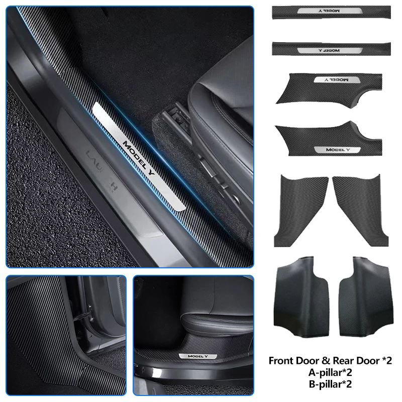 TPE Door Sill Protector For Tesla Model Y Juniper Premium / Standard 2025 2026+ Threshold Strip Anti-kick Guard Panel Waterproof