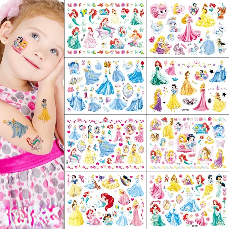 Cute Frozen Snow White Tattoo Stickers Waterproof Sticker Funny Cartoon Kids Girls Birthday Gift Reward Toy Paster