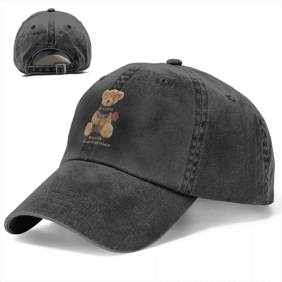 Teddy Bear Baseball Caps Animal Cute Funny Washed Caps Original Hat Casual Hip Hop Running Golf Gift Summer Hats for Men Women image 2
