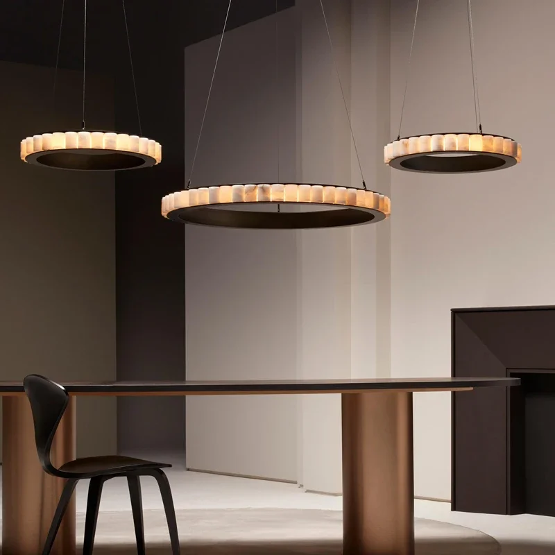 

LED Luxury Marble Golden Black Lustre Hanging Lamp Chandelier Lighting Suspension Luminaire Lamps For Living Room