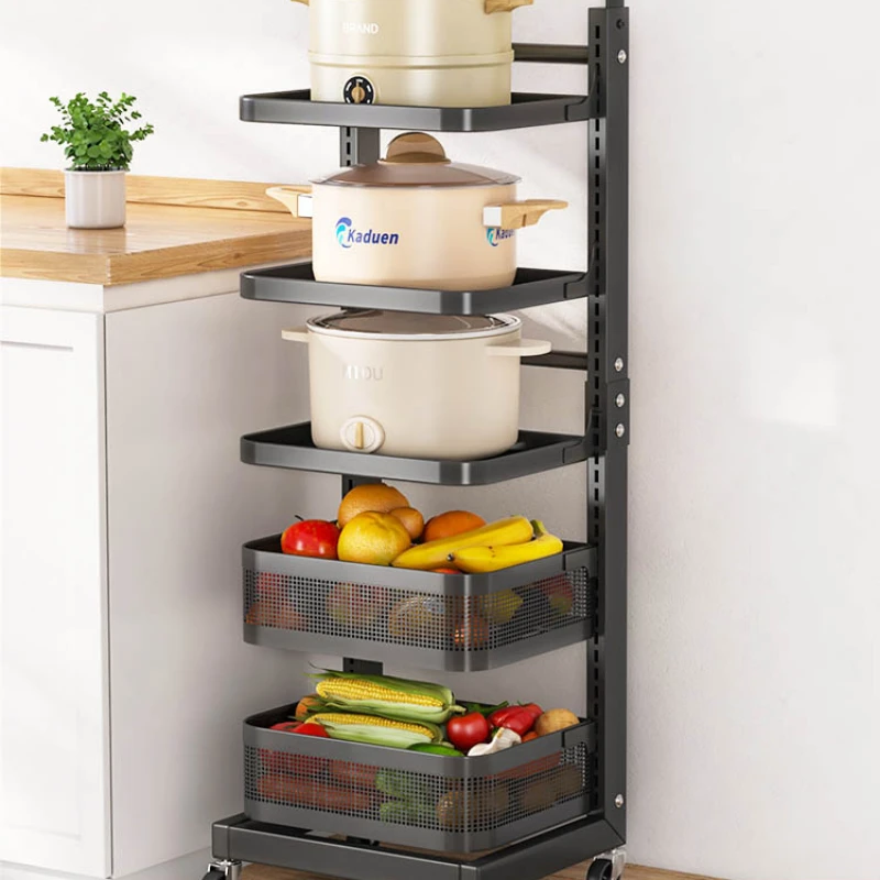 

Multi-layer shelf of kitchen rack Floor-type household vegetable pot shelf