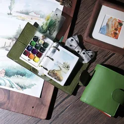 A9 First Layer Cowhide Notepad Three-ring Mini Loose-leaf Handbook Notebook Craft Supplies Vintage Stationery School Supplies