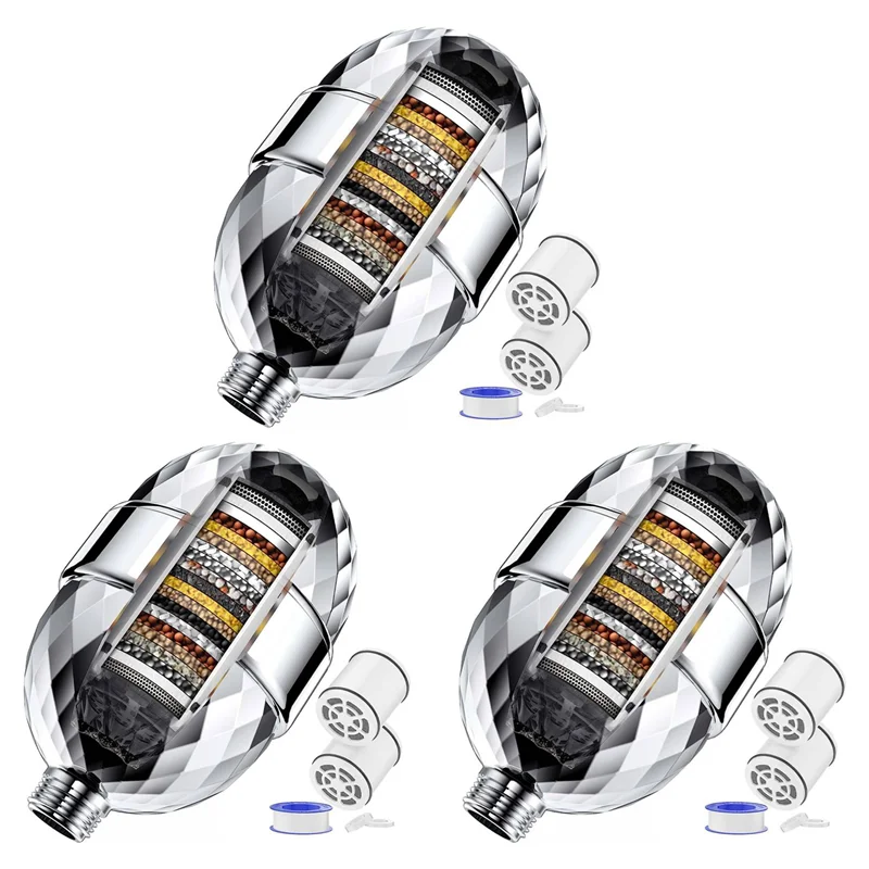 

ABVJ-3X 20-ступенчатый фильтр для душа Фильтр для насадки для душа со сменными картриджами Фильтр для душа для удаления жесткой воды с хлором