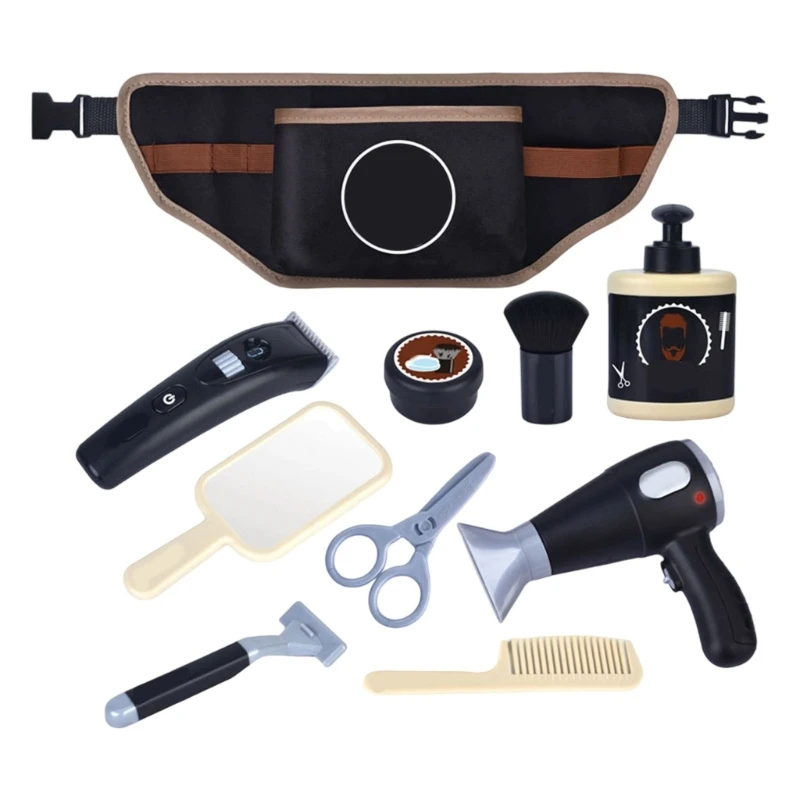 Crianças salão beleza estilo cabelo fingir jogar brinquedo com ferramenta penteado seguro aprendizagem precoce roleplay