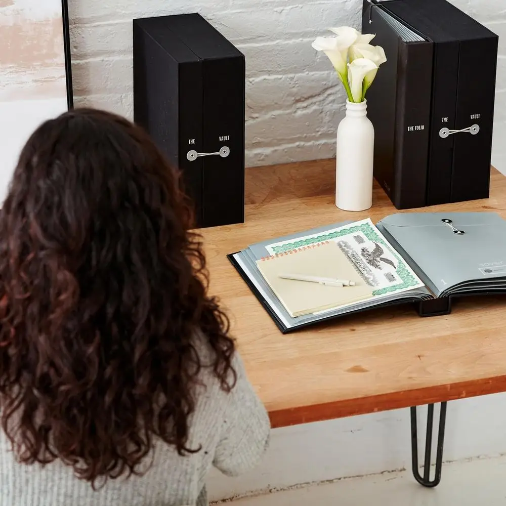 2025 Edition Folio™ Deluxe Acid-Free Cloth Binder with 13 Expandable Pockets for Home Document Organization - Black