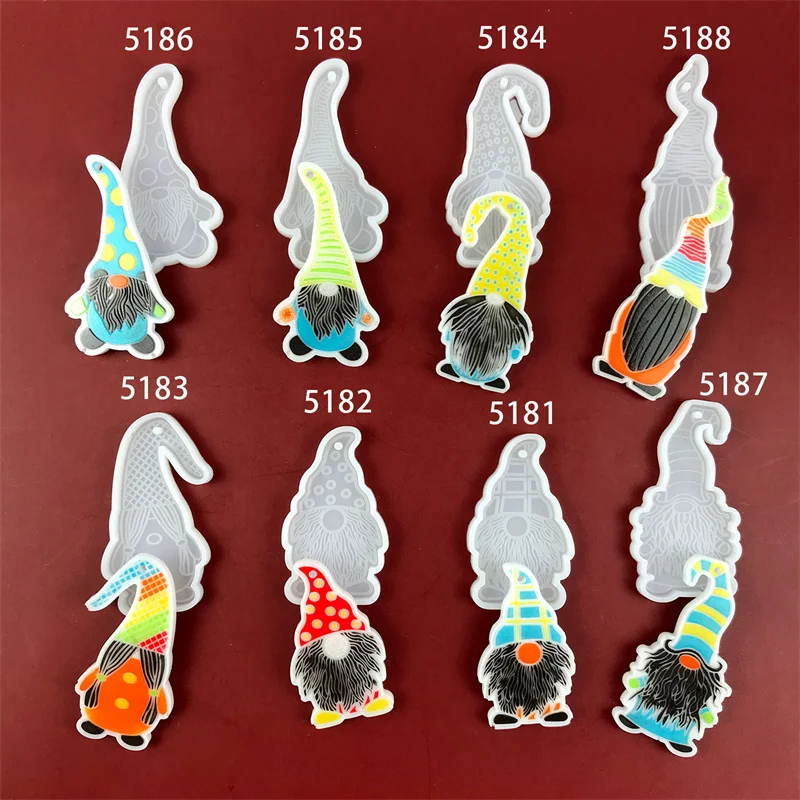 Christmas Dwarf Silicone Mold Xmas Tree Pendant Epoxy Resin Mold Handmade DIY Crafts Keychain Christmas Party Home Decoration