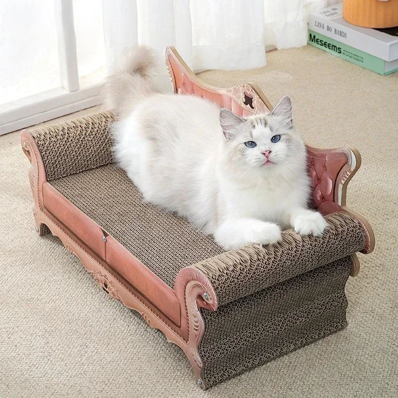 2 in 1 Cat Scratcher Cardboard Cat Scratch Pad with Premium Scratch Textures Design Cat Scratching Sofa Sleeping