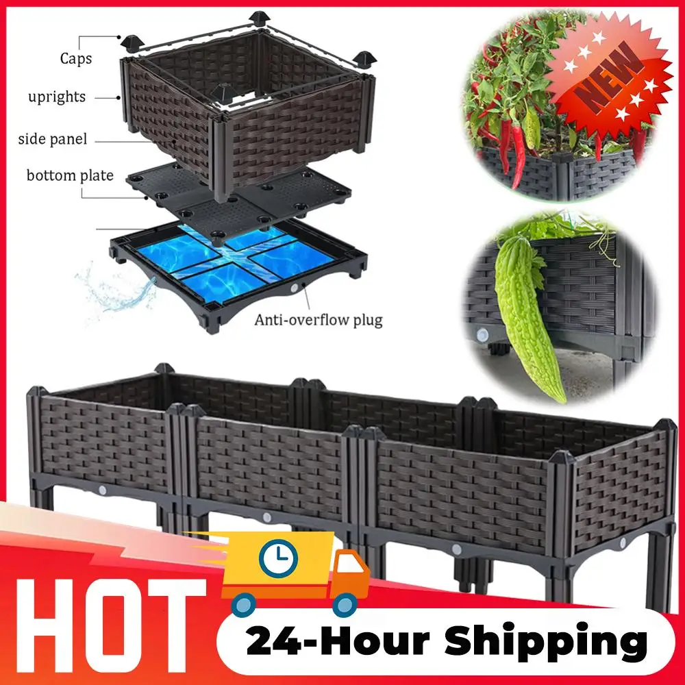 Elevated Plastic Raised Garden Bed with Legs Planter Box with Drainage Perfect Gift for Gardening Growing Vegetables Herbs