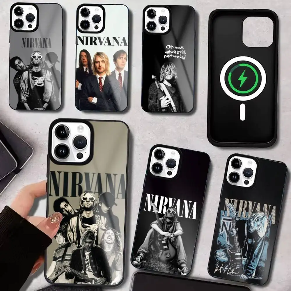 

N-NirvanaS Rock Band Phone Case For iPhone17,16,15,14,13,12,11 Plus,Pro Max Magnetic For Magsafe Wireless Charging