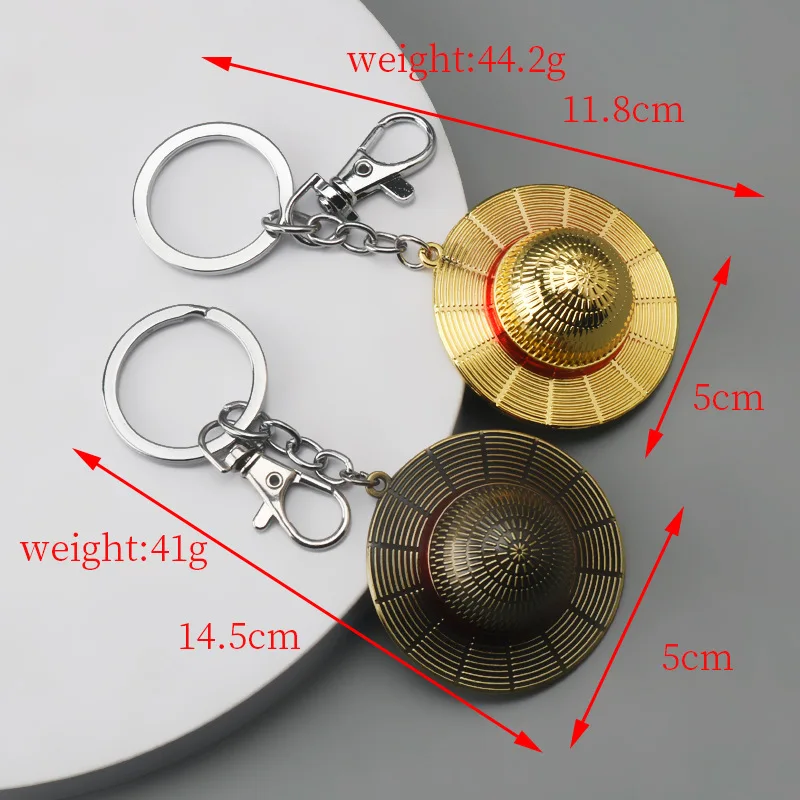 Anime One Piece Straw Hat Cap Necklace Luffy Straw Hat Alloy Keychain Circle Chain Pendant Gift Accessory