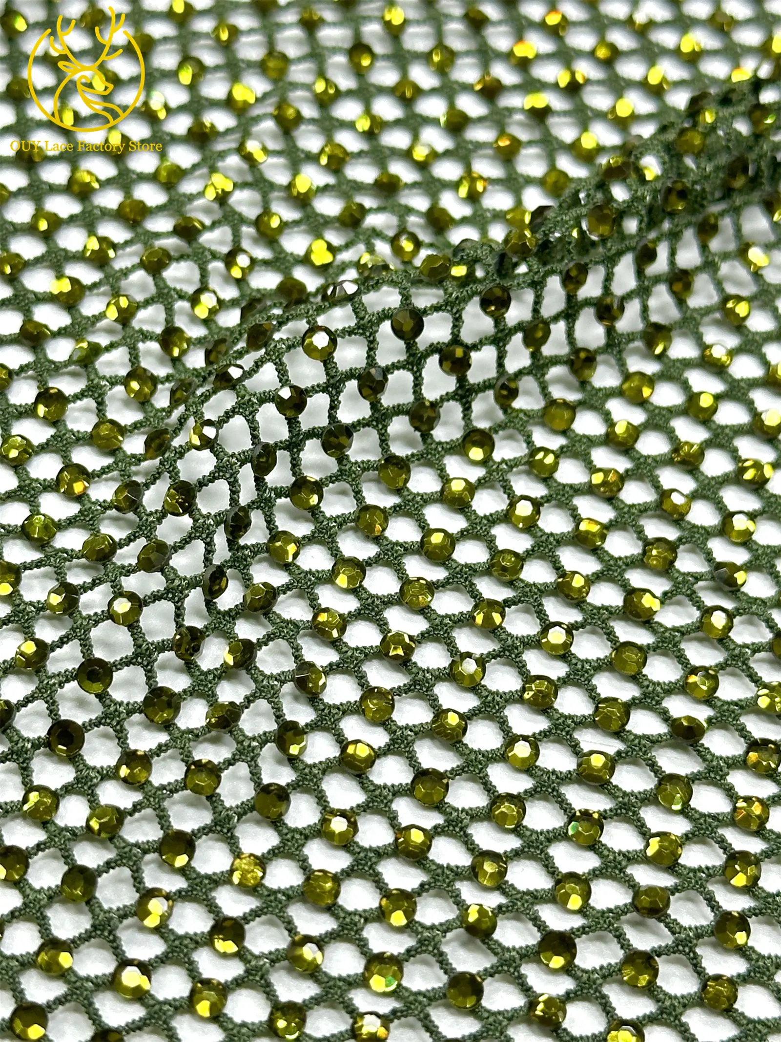 2,5 Yards Hochwertiger Dubai Edelstein-Netzspitzenstoff Hochqualitative Afrikanische Spitze Nigerianischer Steinspitzenstoff für Damen-Abendkleider – Detail 8