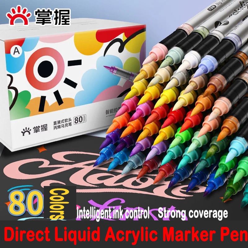 

80/60/48/36 Colors Marker Acrylic Graffiti Waterproof Sketch Oily Alcohol Based Pens for Fabric / Rock Stationery Art Supplies