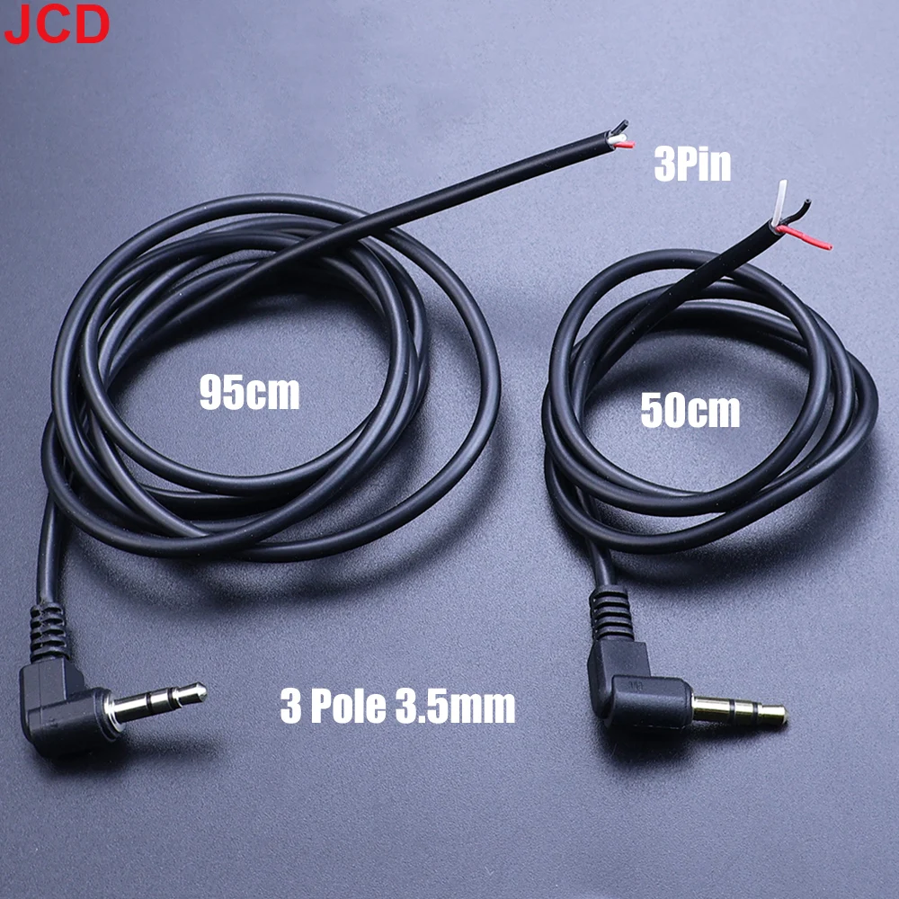 1/5pcs 3.5mm Stereo Male Plug Audio Extension Cable 3 Pole 3.5mm 90° Elbow Earphones Headset Audio Jack Aux DIY Connection Wire