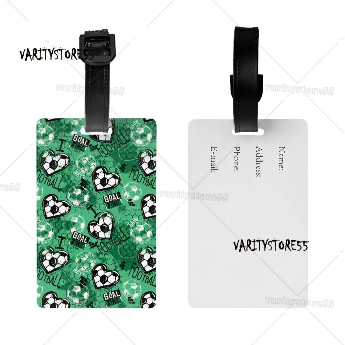 Custom Football Pattern Luggage Tag With Name Card Soccer Sport Privacy Cover ID Label for Travel Bag Suitcase