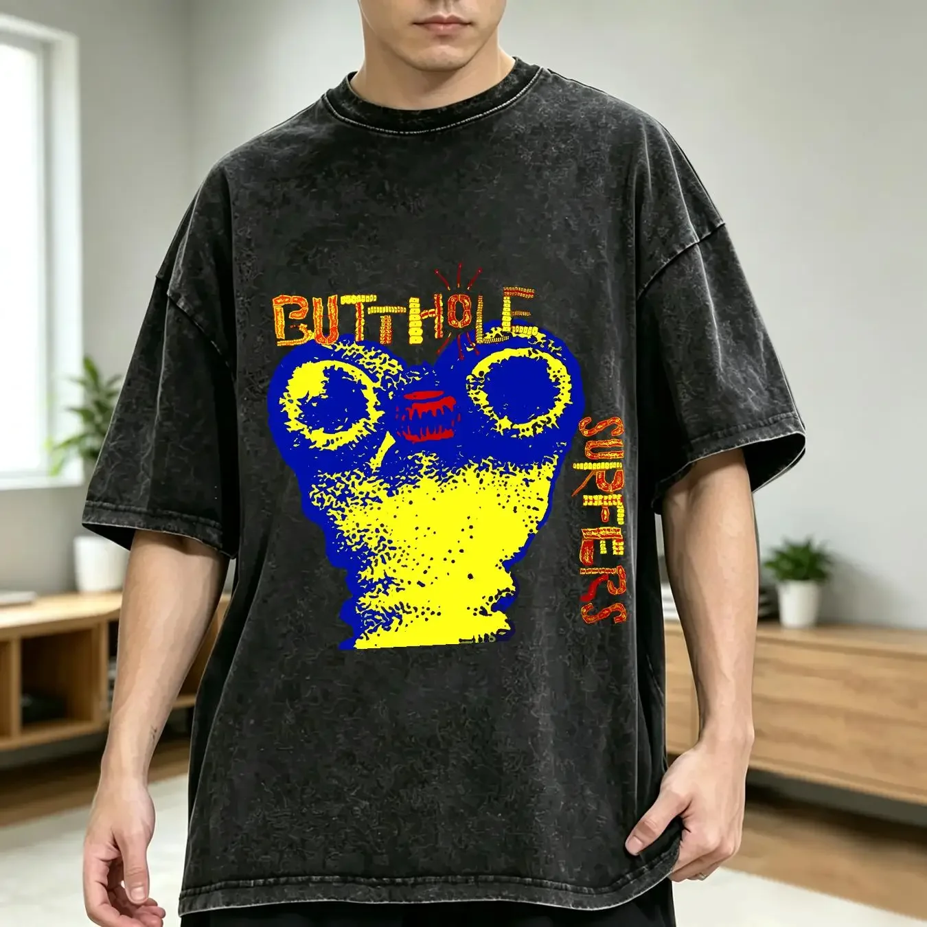 washed T Shirt Butthole Surfers Limited Edition Top 4118 vintage Washed Stretched Unisex graphic fashion Slightly homme