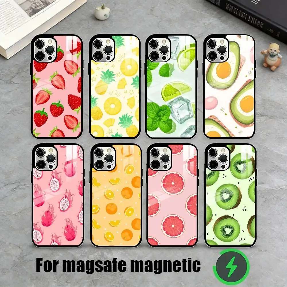

Summer fruits Phone Case For iPhone17,16,15,14,13,12,11 Plus,Pro Magnetic with Magsafe Wireless Charging