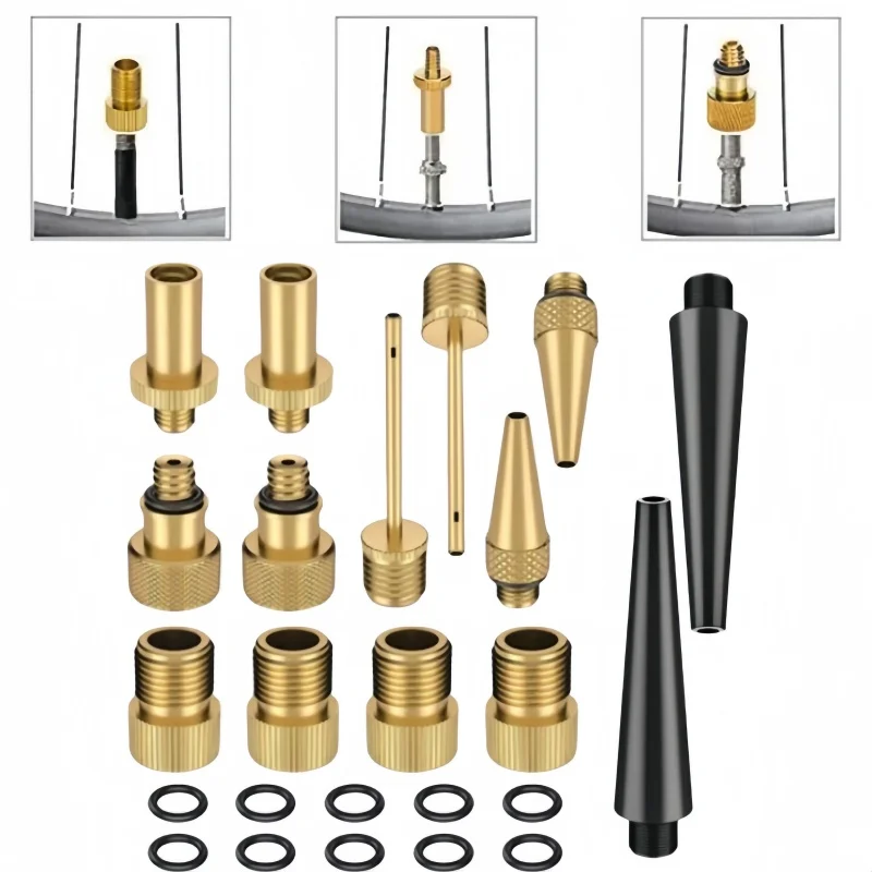 

24\26 шт., комплект адаптеров для велосипедных клапанов, эргономичные аксессуары для насосов из алюминиевого сплава, универсальные аксессуары, детали для велосипедных аксессуаров