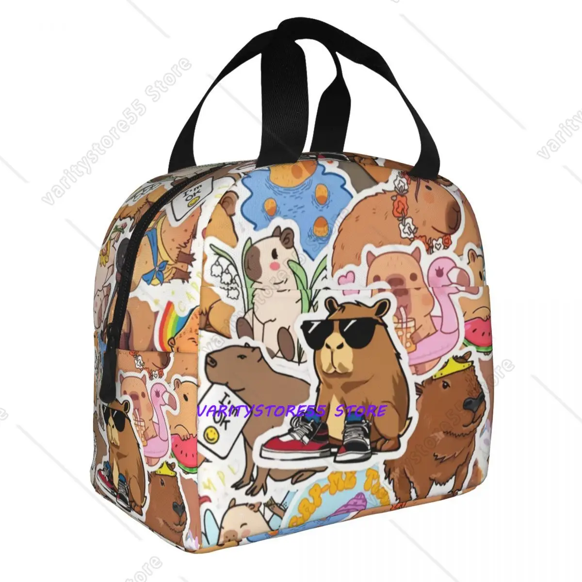 Custom Capybara Portable Lunch Box for Women Leakproof Thermal Cooler Food Insulated Lunch Bag School Children Student