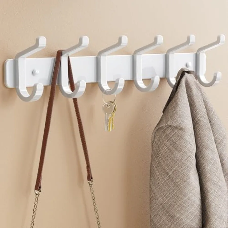 

Coat Rack Wall Mounted Heavy-Duty: Metal Coat Hanger 6 Hooks for Hanging Hat, Clothes, Robe, Keys, Backpack, Bathroom Towels, J