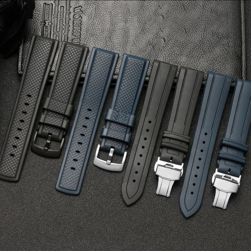 20MM 22MM High Quality Silicone Watch Strap For OMEGA IWC Hamilton Black Blue Watch Band Waterproof And Sweat Resistant