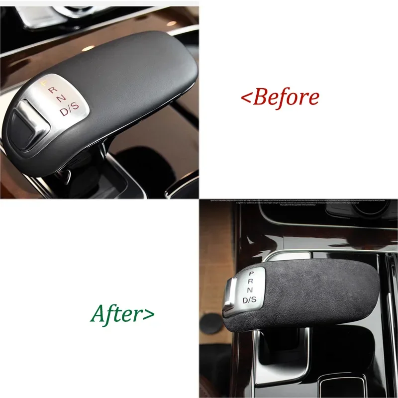 Car Gear Shift Knob Wrap Top Trim Cover Gearshift Sticker Interior Suede For Audi A8L 2011-2017 Left Hand Drive Auto Accessories